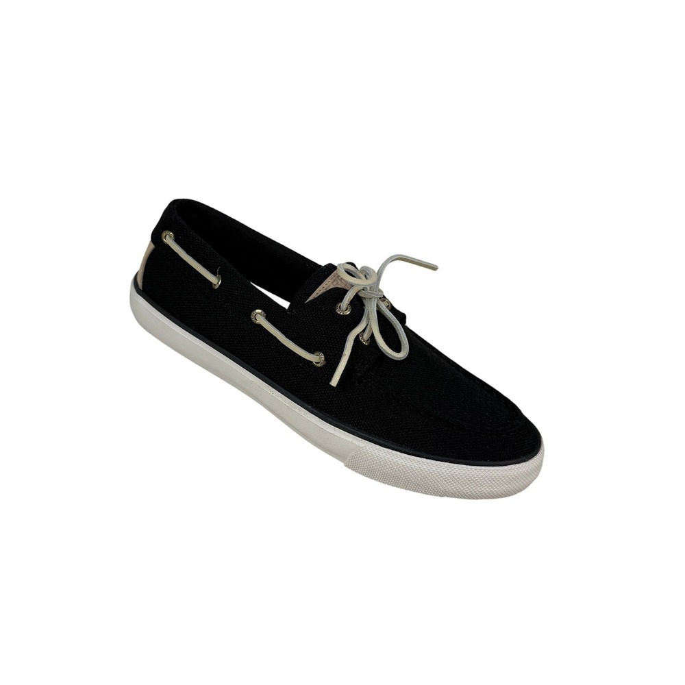Sperry SeaCycled Bahama II Boat Shoe Sneaker Mens 10.5 M Black‎ Canvas STS24987
